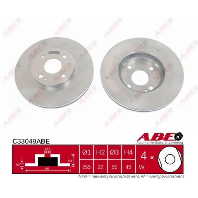 Jeu de 2 disques de frein avant ABE C33049ABE - Visuel 2