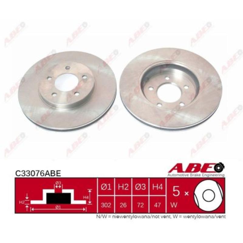 Jeu de 2 disques de frein arrière ABE C33076ABE - Visuel 2