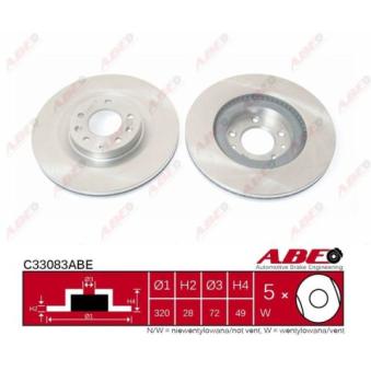 Jeu de 2 disques de frein avant ABE C33083ABE pour OPEL KADETT 2.3 MZR DISI Turbo - 260cv