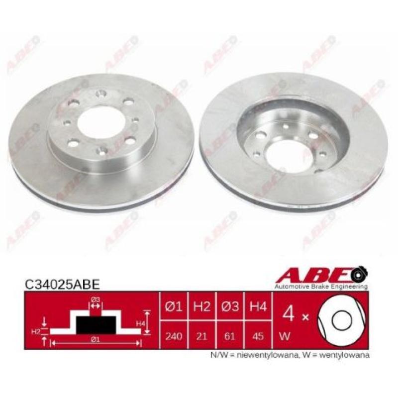 Jeu de 2 disques de frein avant ABE C34025ABE - Visuel 2