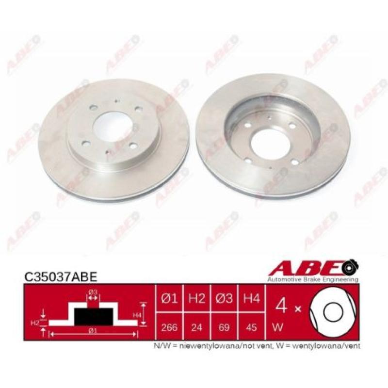 Jeu de 2 disques de frein avant ABE C35037ABE - Visuel 2
