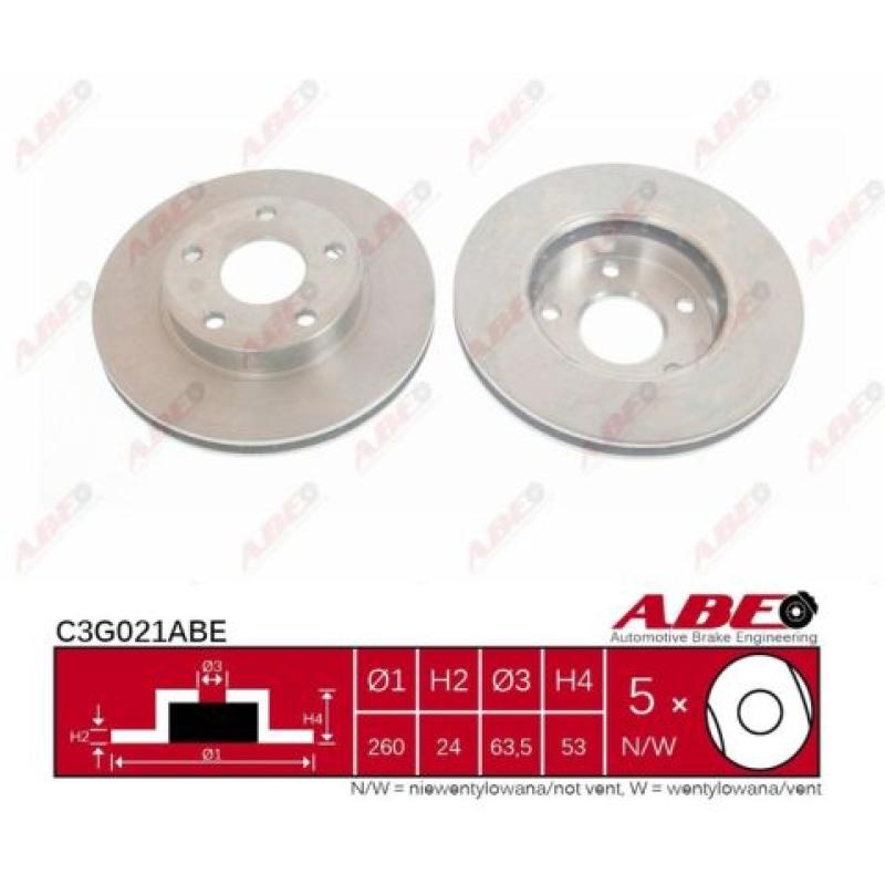 Jeu de 2 disques de frein avant ABE C3G021ABE - Visuel 2