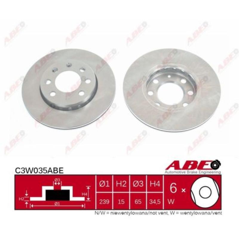 Jeu de 2 disques de frein avant ABE C3W035ABE - Visuel 2