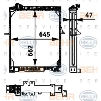 BEHR HELLA SERVICE 8MK 376 709-591 - Radiateur, refroidissement du moteur