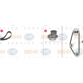 BEHR HELLA SERVICE 8MP 376 804-881 - Pompe à eau + kit de courroie de distribution