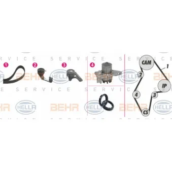 BEHR HELLA SERVICE 8MP 376 805-831 - Pompe à eau + kit de courroie de distribution
