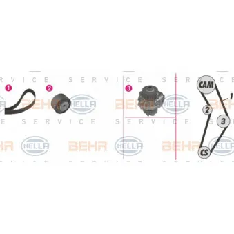 BEHR HELLA SERVICE 8MP 376 810-881 - Pompe à eau + kit de courroie de distribution
