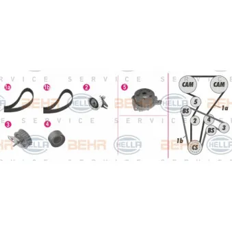 BEHR HELLA SERVICE 8MP 376 813-811 - Pompe à eau + kit de courroie de distribution