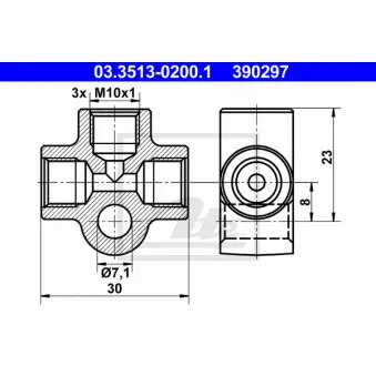 Pièce de raccord / distributeur, tuyaux ATE OEM 0004290537 Pièce de raccord / distributeur, tuyaux ATE OEM 0004290537