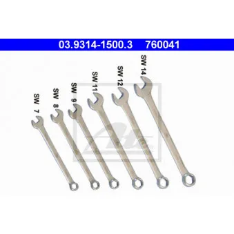 Kit de clés polygonales et de clés à fourches ATE 03.9314-1500.3