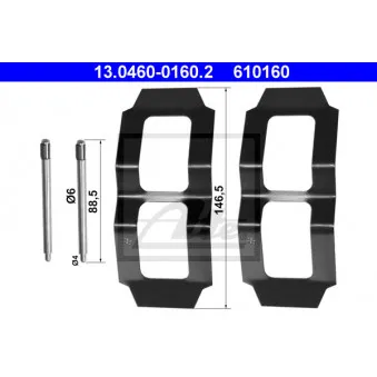 Kit d'accessoires, plaquette de frein à disque ATE 13.0460-0160.2 pour MERCEDES-BENZ T2/LN1 510 - 95cv