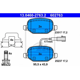 Jeu de 4 plaquettes de frein arrière ATE OEM 71770108