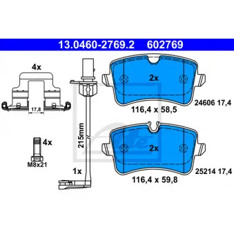 Jeu de 4 plaquettes de frein arrière ATE OEM 4G0698451