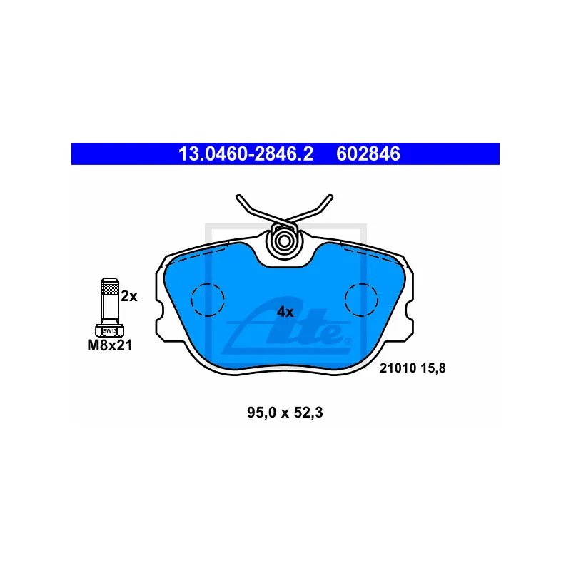 Jeu de 4 plaquettes de frein avant ATE 13.0460-2846.2 - Visuel 1