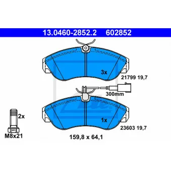 Jeu de 4 plaquettes de frein avant ATE OEM 77362233