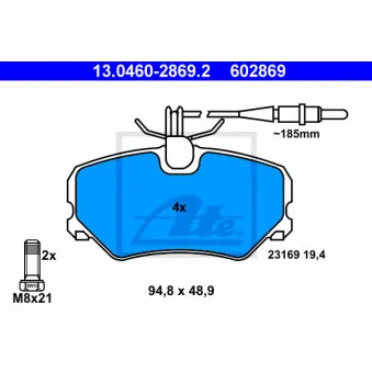 Jeu de 4 plaquettes de frein avant ATE OEM 425107