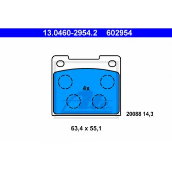 Jeu de 4 plaquettes de frein arrière ATE OEM 272868