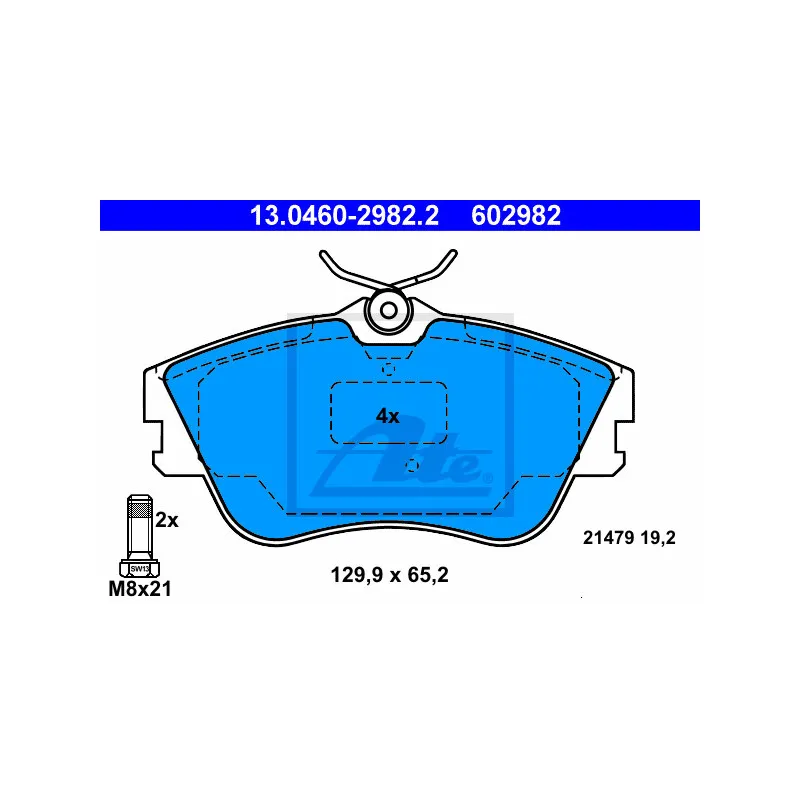 Jeu de 4 plaquettes de frein avant ATE 13.0460-2982.2 - Visuel 1