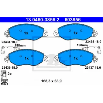 Jeu de 4 plaquettes de frein avant ATE OEM 410609X226