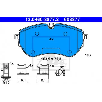 Jeu de 4 plaquettes de frein avant ATE OEM 2h6698151a