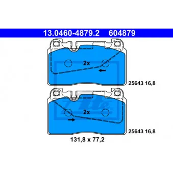 Jeu de 4 plaquettes de frein avant ATE 13.0460-4879.2 pour AUDI Q5 2.0 TDI - 150cv