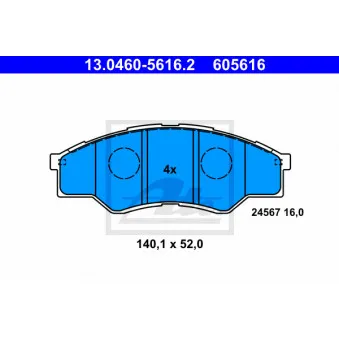 Jeu de 4 plaquettes de frein avant ATE OEM 044650K160