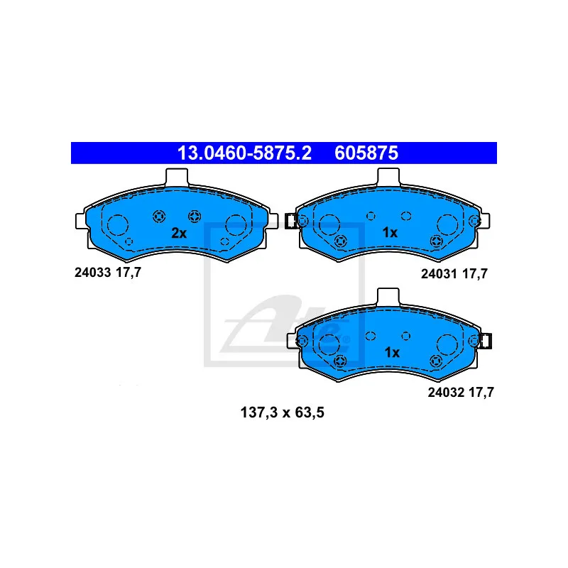 Jeu de 4 plaquettes de frein avant ATE 13.0460-5875.2 - Visuel 1