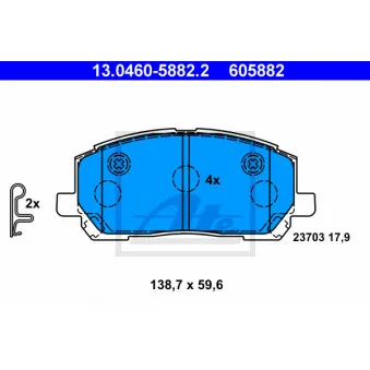Jeu de 4 plaquettes de frein avant ATE OEM 0446548090