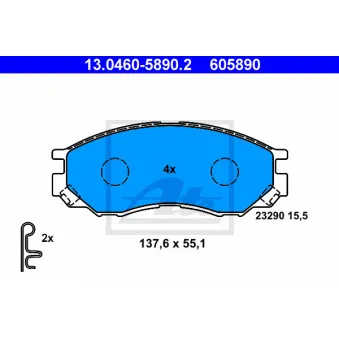 Jeu de 4 plaquettes de frein avant ATE OEM MR389550