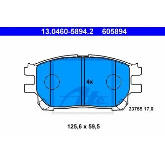 Jeu de 4 plaquettes de frein avant ATE OEM 0446528490