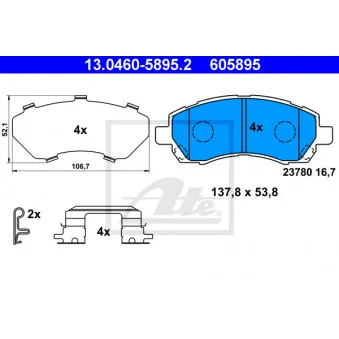 Jeu de 4 plaquettes de frein avant ATE OEM 26296AC011