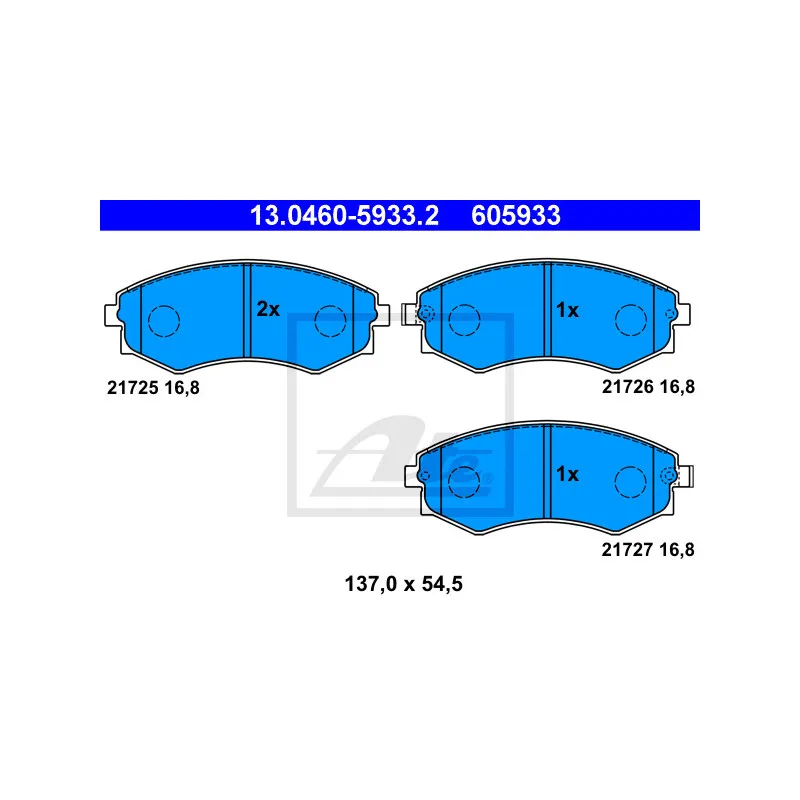 Jeu de 4 plaquettes de frein avant ATE 13.0460-5933.2 - Visuel 1
