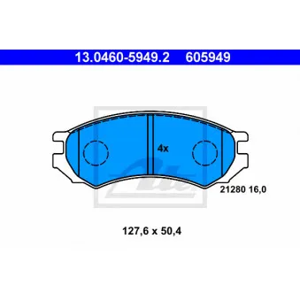 Jeu de 4 plaquettes de frein avant ATE OEM 36739 OE