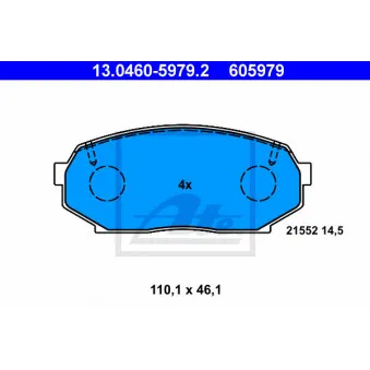 Jeu de 4 plaquettes de frein avant ATE OEM NAY03323ZA