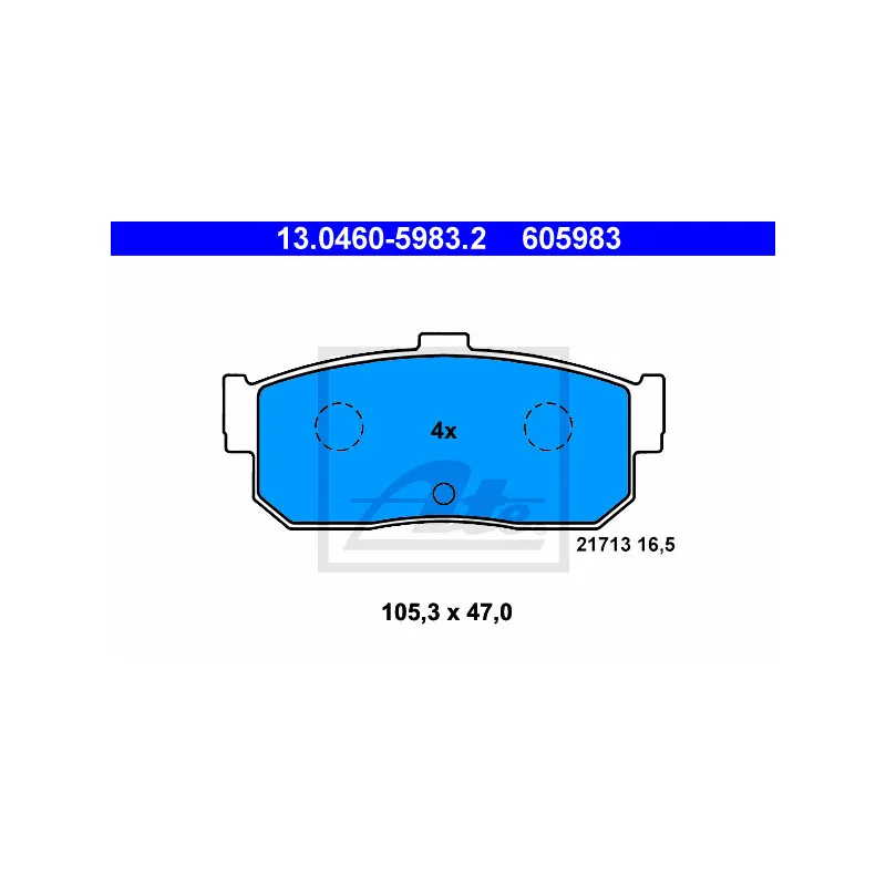 Jeu de 4 plaquettes de frein arrière ATE 13.0460-5983.2 - Visuel 1