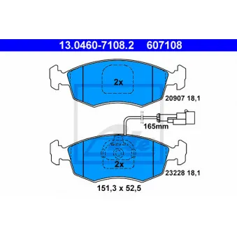 Jeu de 4 plaquettes de frein avant ATE OEM 9947954