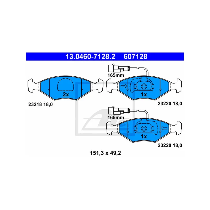 Jeu de 4 plaquettes de frein avant ATE 13.0460-7128.2 - Visuel 1