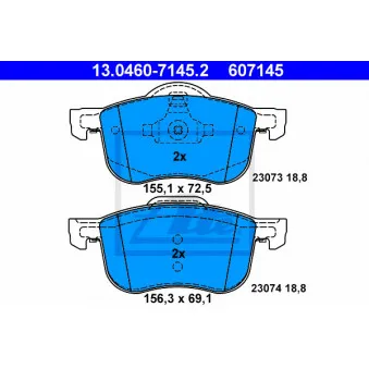Jeu de 4 plaquettes de frein avant ATE OEM 274335