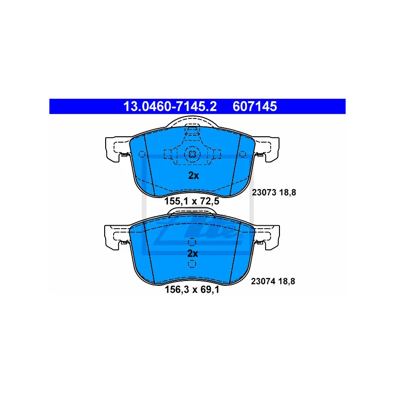 Jeu de 4 plaquettes de frein avant ATE 13.0460-7145.2 - Visuel 1
