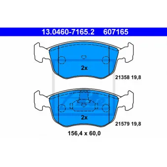 Jeu de 4 plaquettes de frein avant ATE 13.0460-7165.2 pour FORD MONDEO 1.8 i 16V 4x4 - 115cv