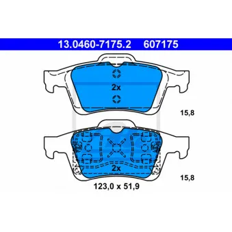 ATE 13.0460-7175.2 - Jeu de 4 plaquettes de frein avant