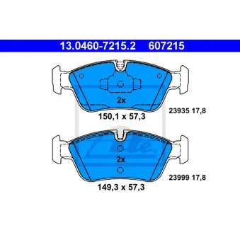 Jeu de 4 plaquettes de frein avant ATE OEM 34116769951