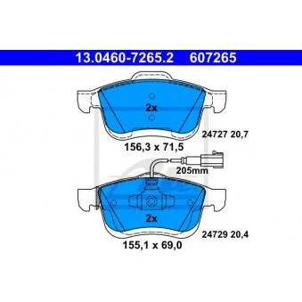 ATE 13.0460-7265.2 - Jeu de 4 plaquettes de frein avant