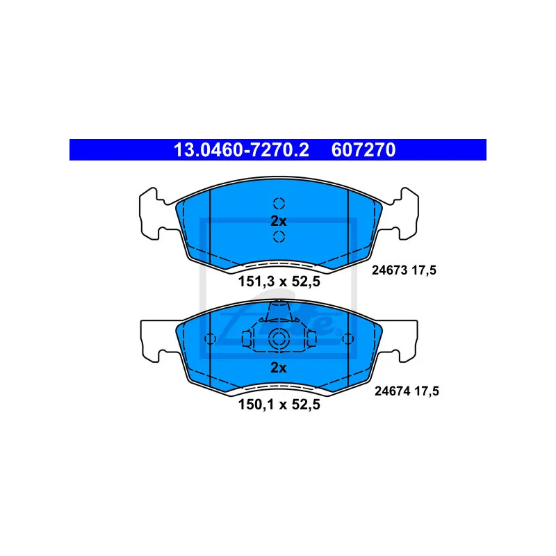 Jeu de 4 plaquettes de frein avant ATE 13.0460-7270.2 - Visuel 1