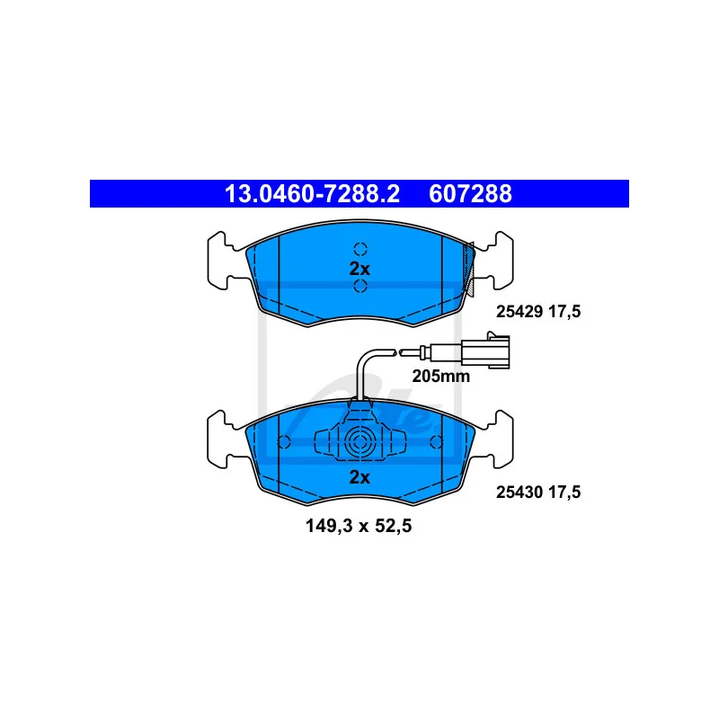 Jeu de 4 plaquettes de frein avant ATE 13.0460-7288.2 - Visuel 1