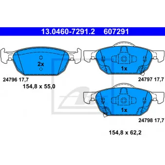 Jeu de 4 plaquettes de frein avant ATE OEM 45022TL1G01