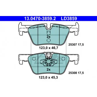 Jeu de 4 plaquettes de frein arrière ATE OEM 34206873094