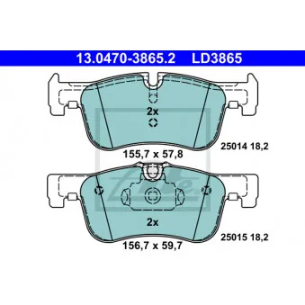 Jeu de 4 plaquettes de frein avant ATE OEM 34116858910