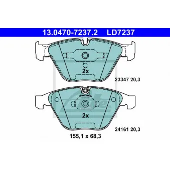 Jeu de 4 plaquettes de frein avant ATE OEM 34116783542