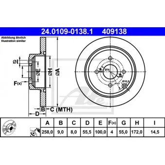 Jeu de 2 disques de frein arrière ATE OEM 4243102070